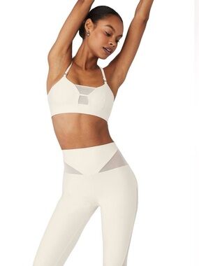 ALO Yoga Airlift Mesh Allure Bra & Leggings Set | Ivory | Medium